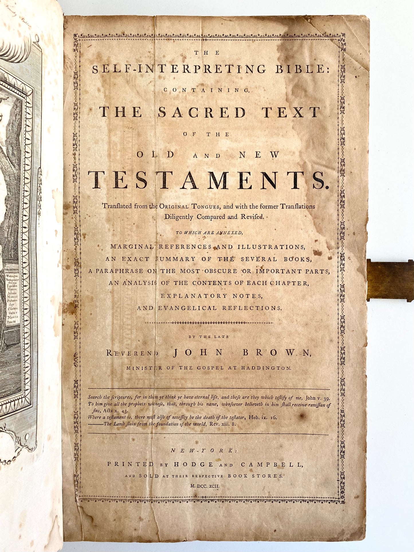 1792 HOLY BIBLE. George Washington Subscribed - First Bible Printed in New York. Beautiful Example.