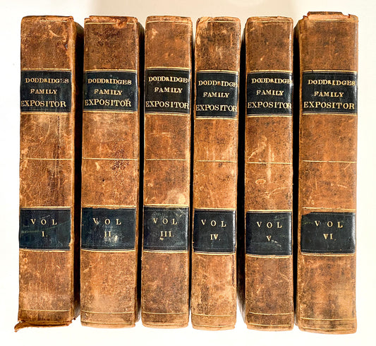 1811 PHILIP DODDRIDGE. Very Handsome Six Volume Commentary in Attractive Half-Leather Bindings. Spurgeon Recommended