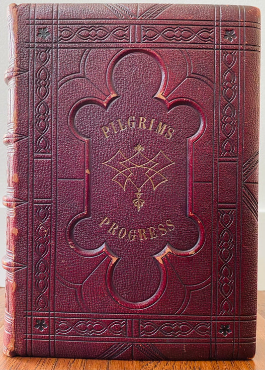 1859 JOHN BUNYAN. Stunning Divinity Calf, Foredge Tooled Edition of Pilgrim's Progress.