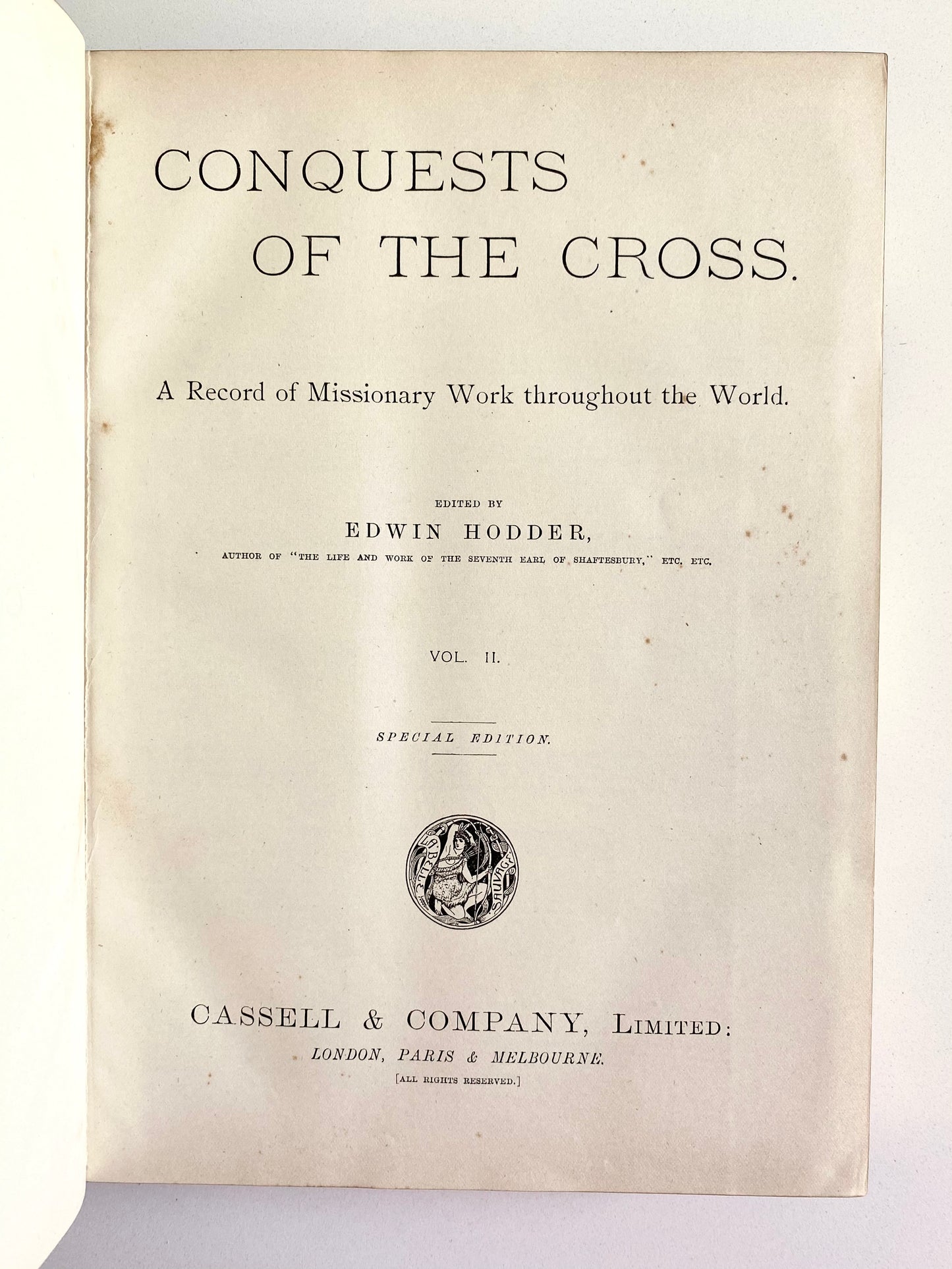 1890 EDWARD HODDER. Conquests of the Cross. Two Volume Fine Binding History of Missions. Beautifully Illustrated.