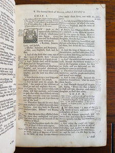 1701 FIRST CHRONOLOGICAL BIBLE PUBLISHED! Massive Folio in Elaborate Chronological Binding.