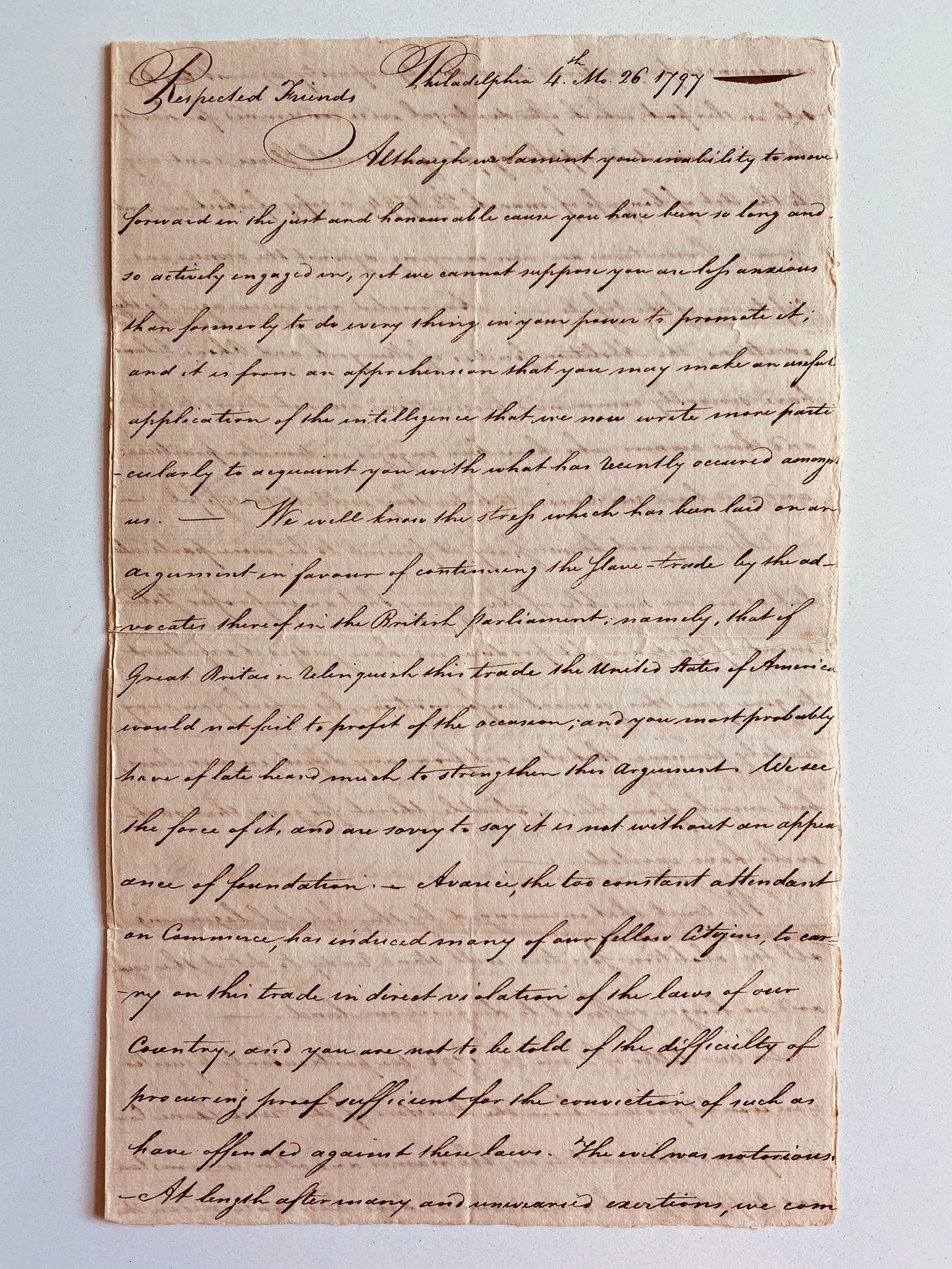 1797 ABOLITION. Correspondence between 1st Abolition Society in America & William Wilberforce & Co. Amazing!