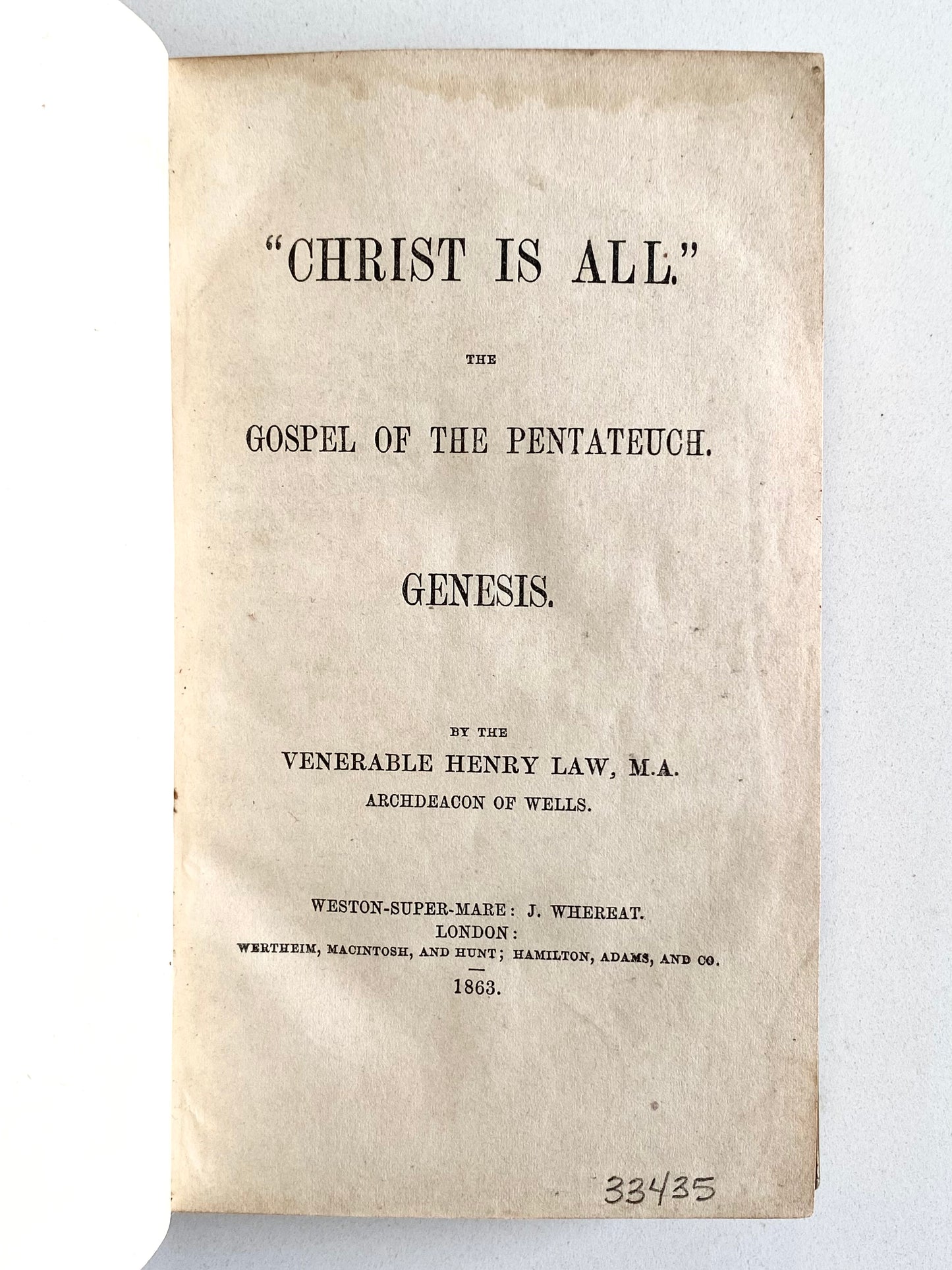 1863 HENRY LAW. Four Works in Two Leather Volumes. Spurgeon Recommended Commentaries!