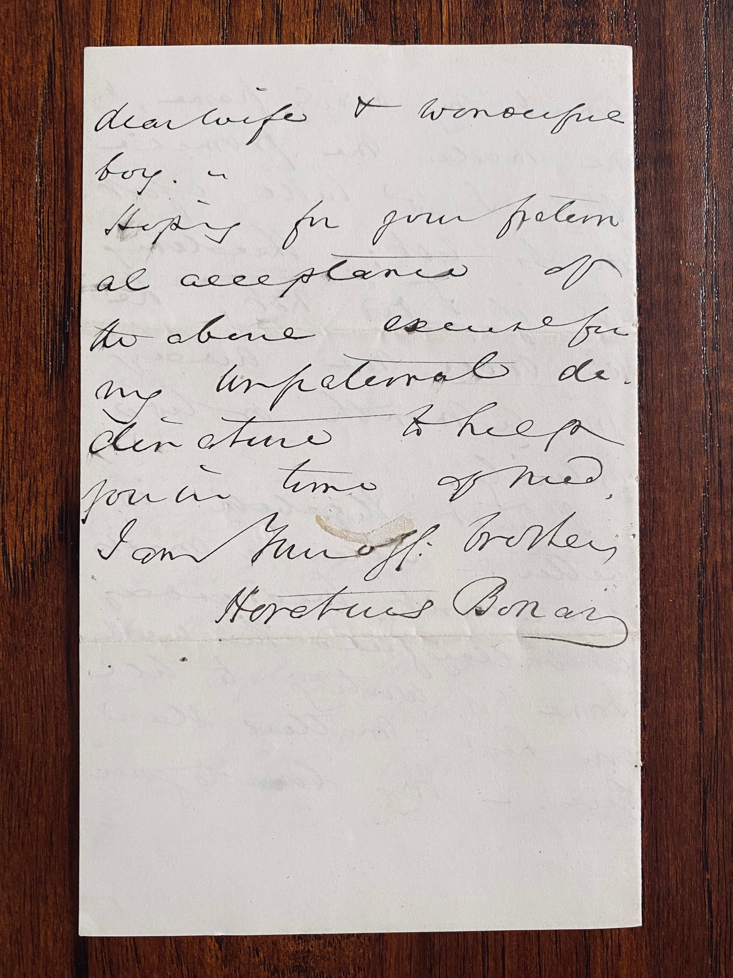 1855 HORATIUS BONAR. Superb Letter re: A Forced Sabbatical for Pastoral Burnout.