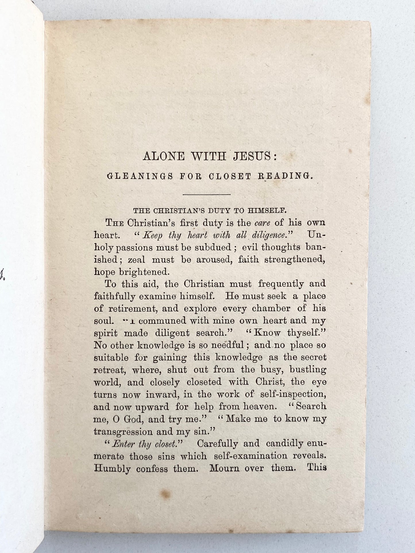 1872 FULTON STREET PRAYER REVIVAL. Alone With Jesus - Gleanings from the Closet by Jeremiah Lanphier.