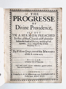 1645 WILLIAM GOUGE. The Progress of Divine Providence. The Church's End Better than Her Beginning.
