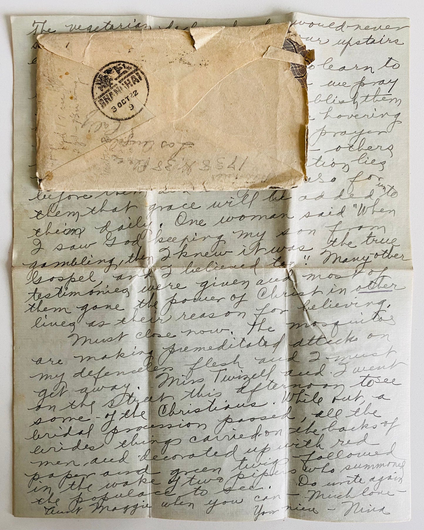 1922 CHINA INLAND MISSION. Two Letters by Missionary Kidnapped and Held in Internment Camps