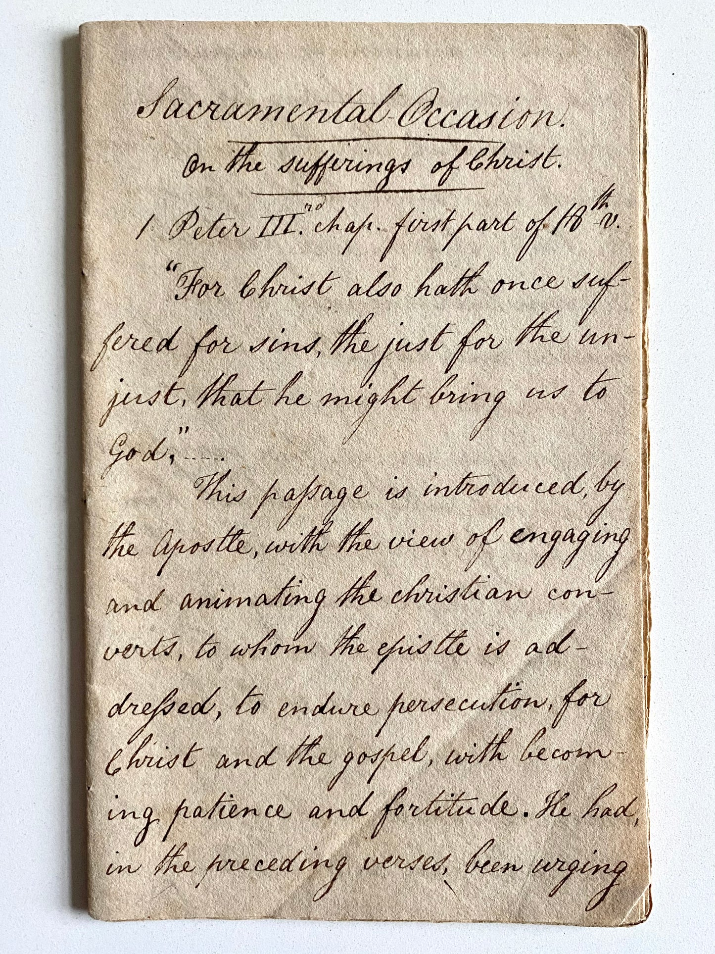 1805 THOMAS PICTON. Manuscript Sermon Archive of First Chaplain to West Point.