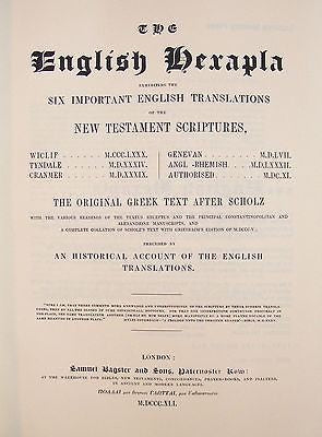 1841 Biblical Hexapla. Translations of Wyclif, Tyndale, Cranmer, Geneva, and King James