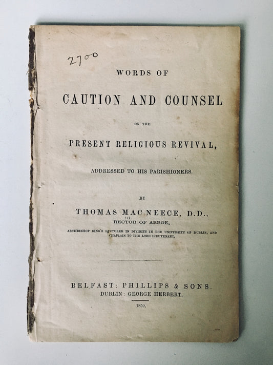 1859 THOMAS MAC NEECE. Examination of Physical Manifestations & Miracles in Irish Revival