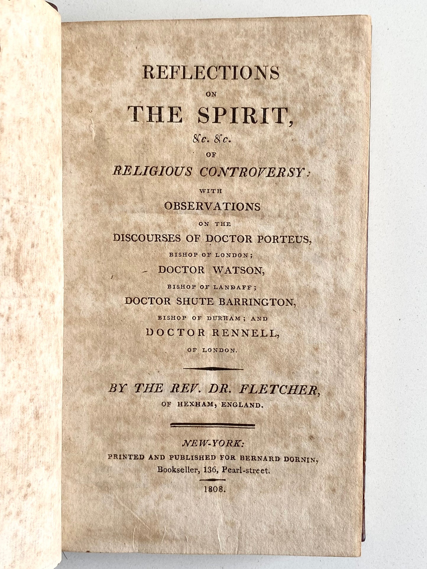 1808 JOHN FLETCHER. Catholic Argues for Moderate Tone in Theological Debate - Protecting Irish Americans.