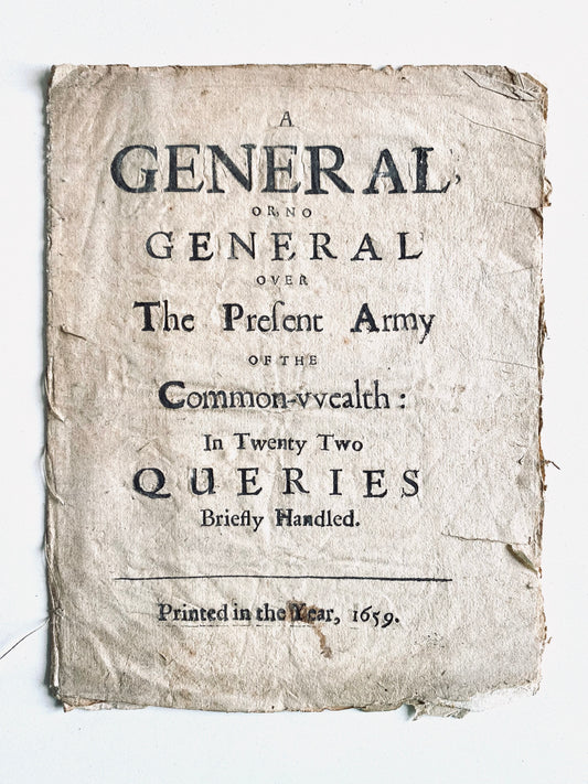 1659 PRESBYTERIAN PARLIAMENTARIANS. Accused of Trying to Keep Power of the Military to Control Royalist Members.