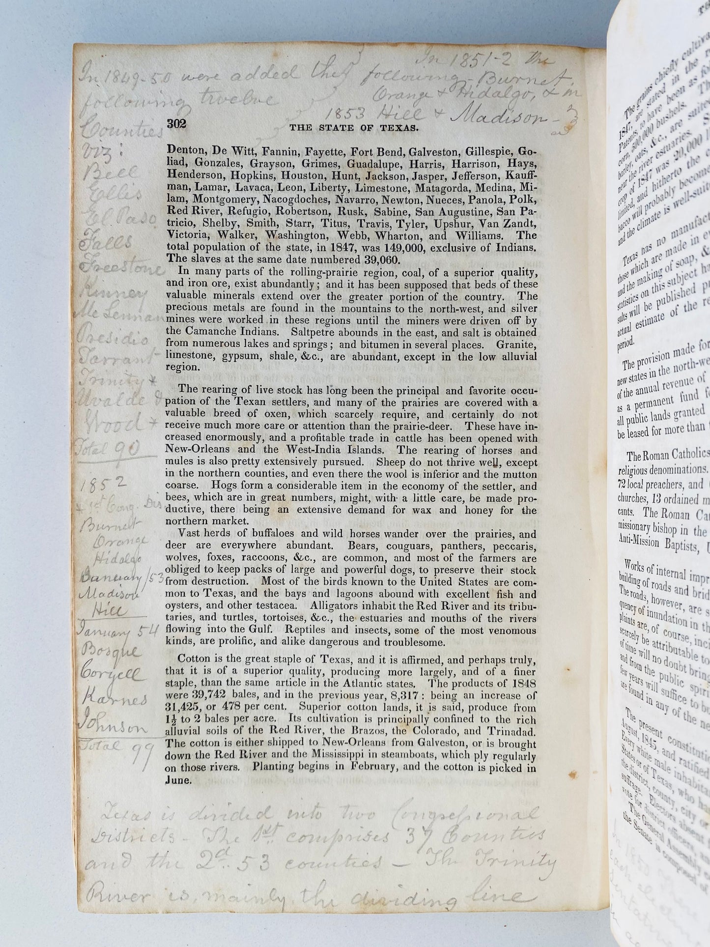 1850 ANSON JONES. History of Texas Owned by Last President of Texas + Handwritten Marginalia!