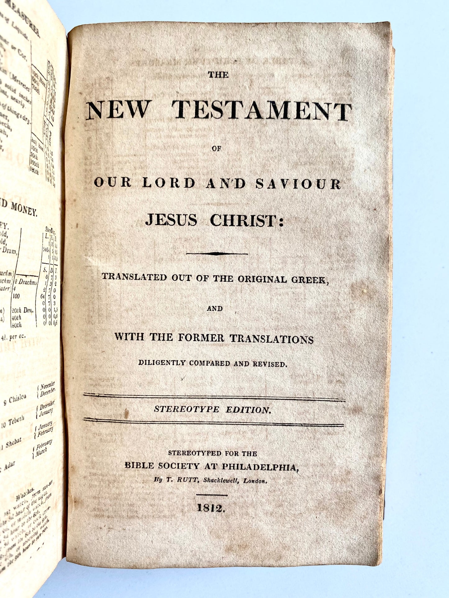 1812 FIRST STEREOTYPED BIBLE. The Bible that Finally Made it Possible for Every Home to Own the Scriptures!