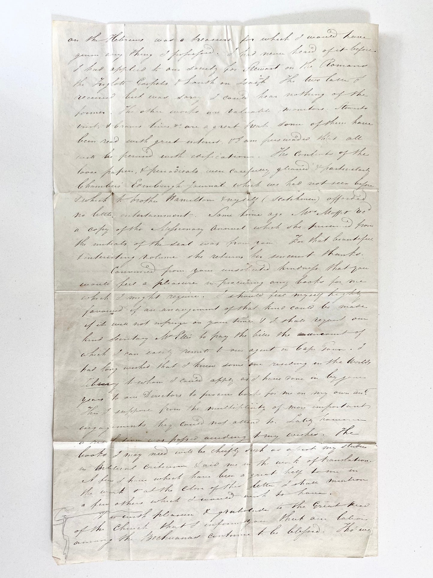 1836 ROBERT MOFFAT. Outstanding Early and Extensive Letter by Missionary Pioneer!