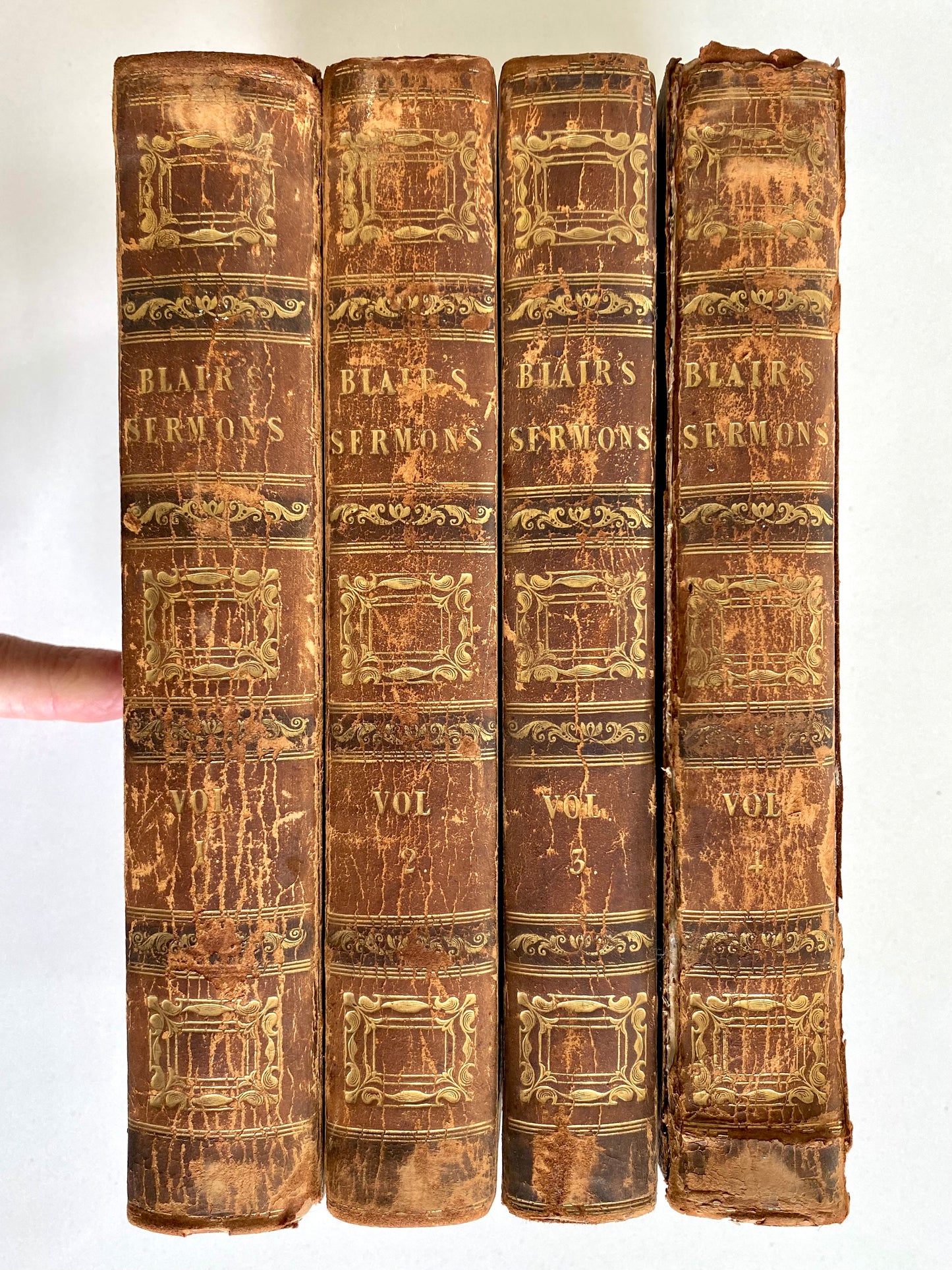 1816 HUGH BLAIR. Sermons from University of Edinburgh. Four Full Leather Volumes