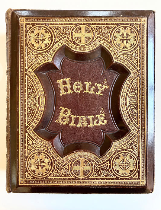 1879 FAMILY BIBLE. Massive Pictorial Bible with Over 1000 Illustrations. Fine Condition Binding.