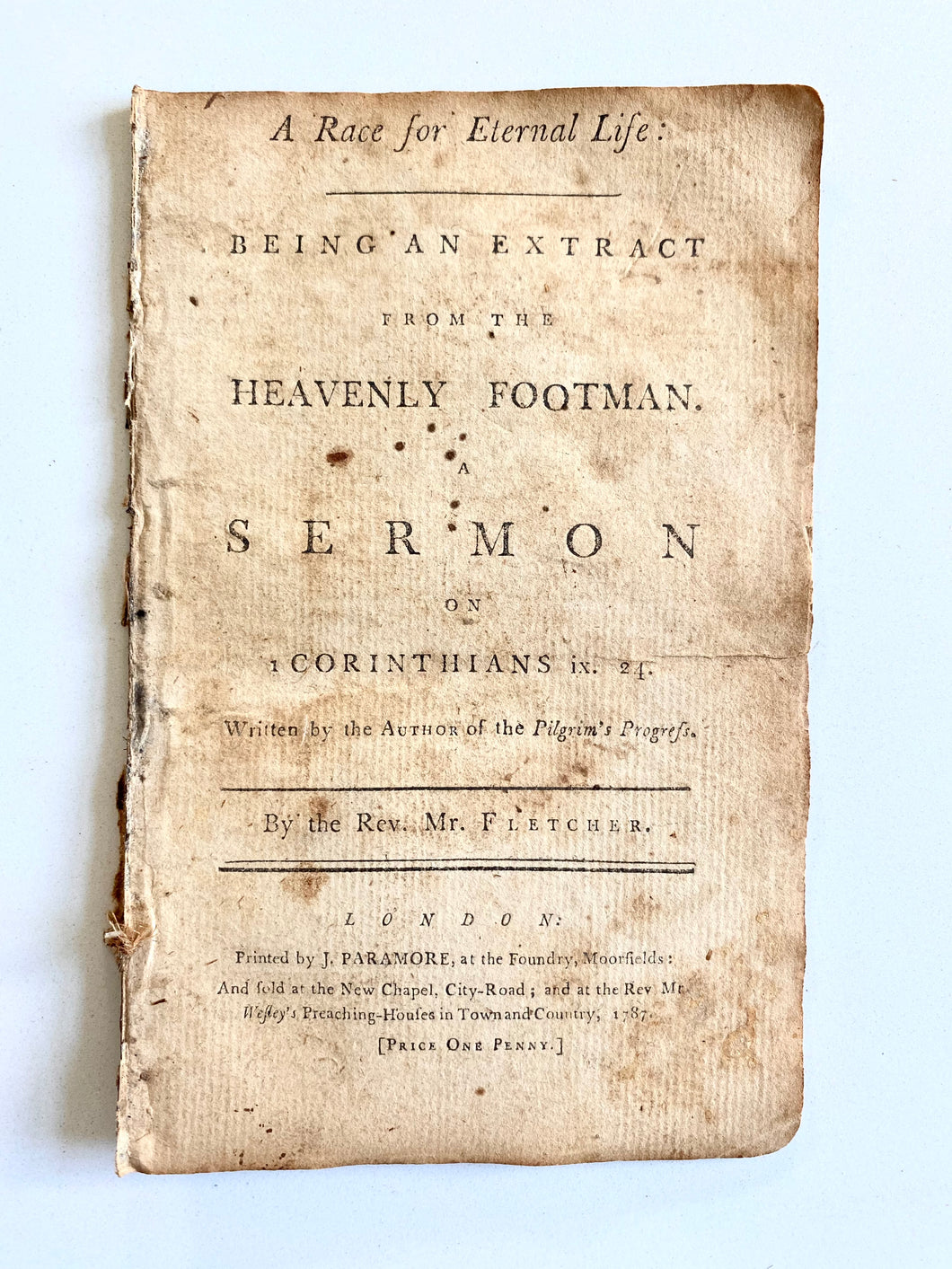 1787 METHODIST. Extract from John Bunyan's Heavenly Footman by John Fletcher.