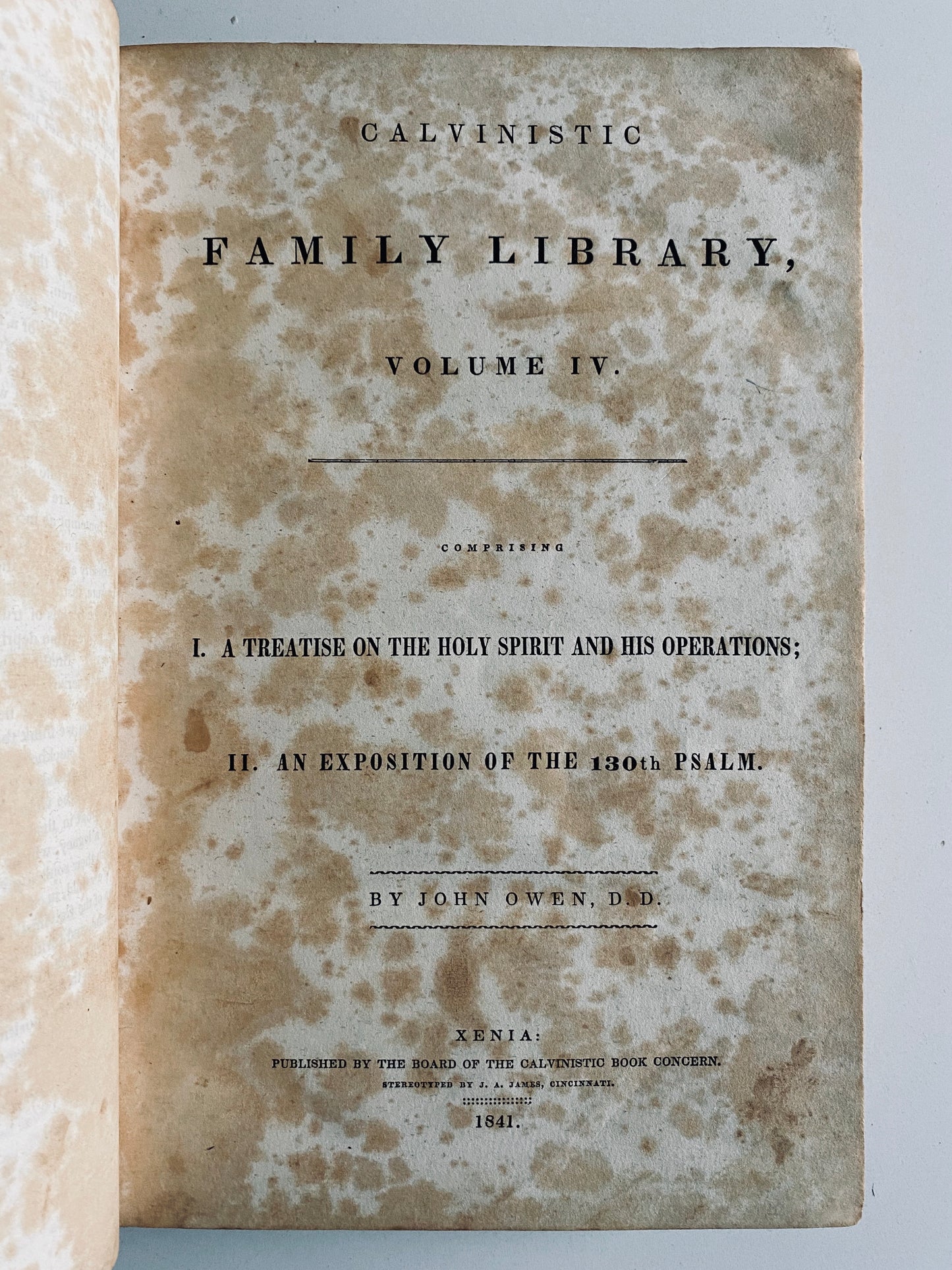 1841 JOHN OWEN. A Treatise on the Holy Spirit and His Gifts + 130th Psalm. Large 4to.