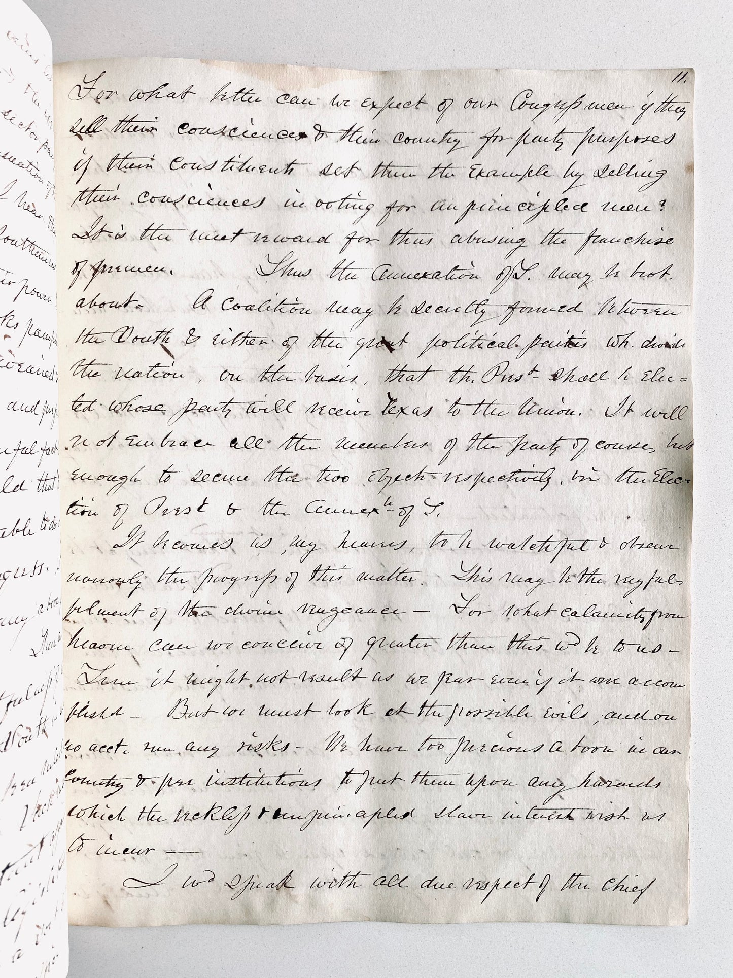 1844 ANTI-SLAVERY. 26pp Unpublished MSs Abolitionist Sermon Preached on Eve of Annexation of Texas.