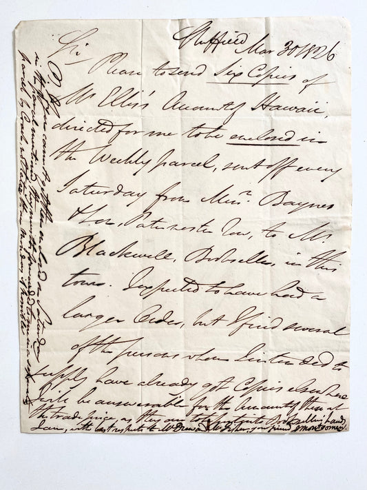 1826 JAMES MONTGOMERY. Wonderful Moravian Hymnist Autograph Letter