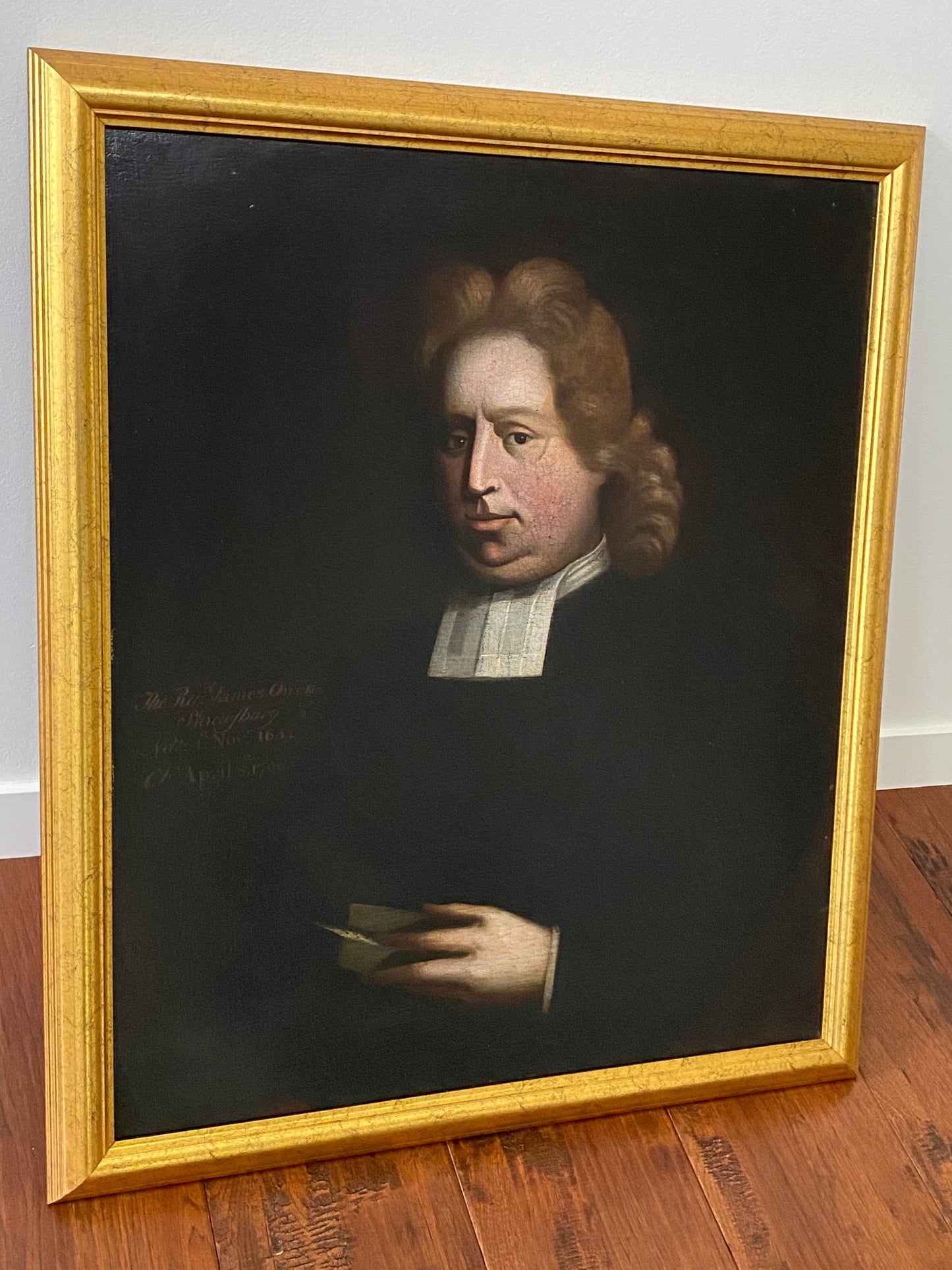 1706 JAMES OWEN [1654-1706]. Original Painting of an Important Welsh, Presbyterian, Puritan Divine and Author.