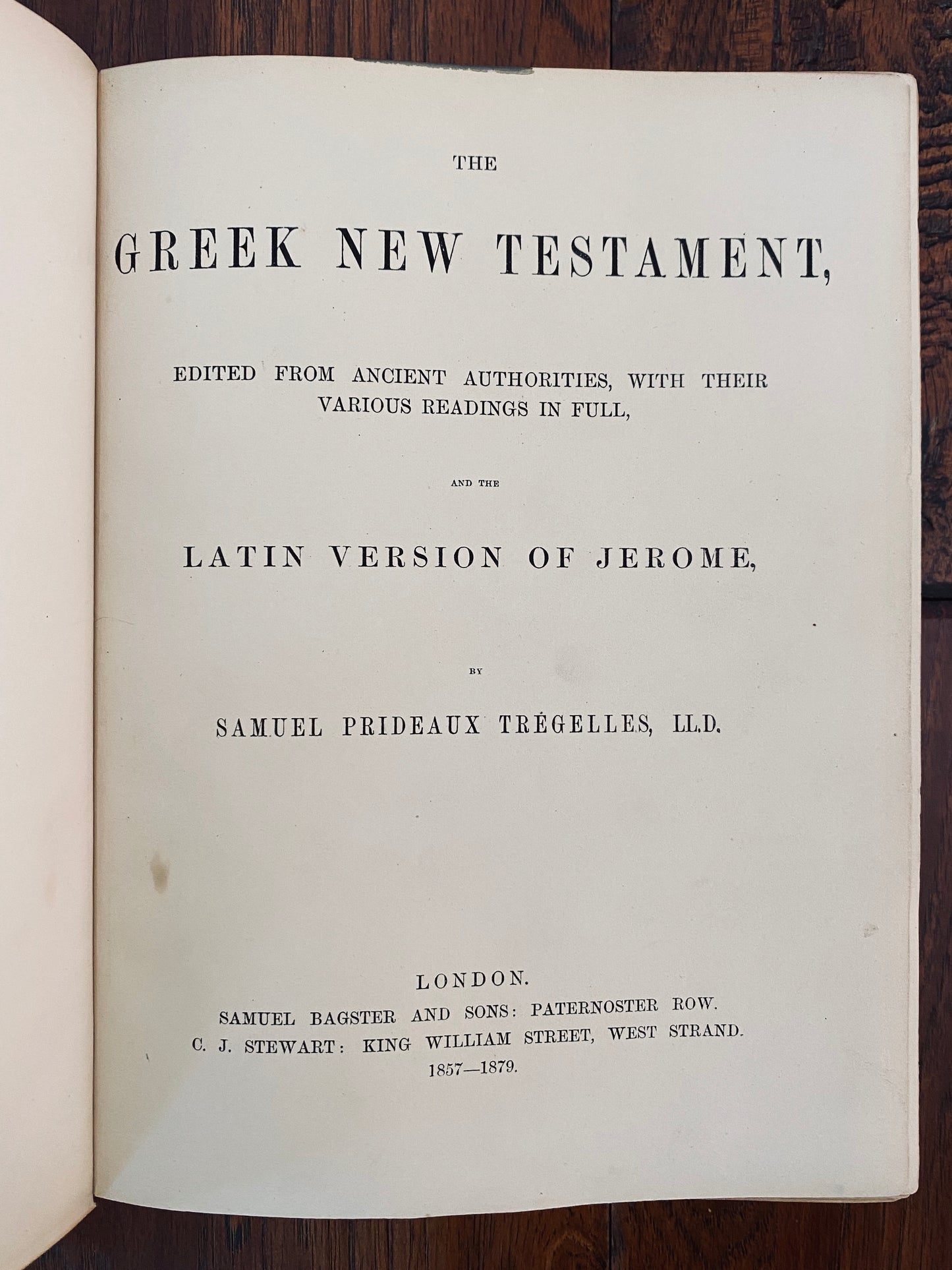 1857 S P TREGELLES. The Greek New Testament from Ancient Authorities. Exceptionally Rare!