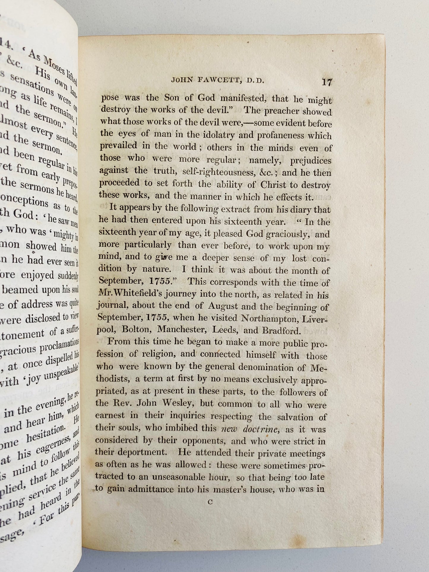 1761 JOHN FAWCETT. Rare Autograph Letter and Fine Biography of Important Baptist Divine.