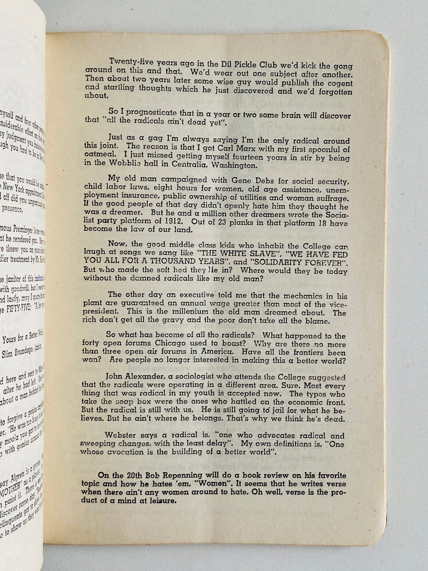 1950's SLIM BRUNDAGE. Ravings of a Manic Depressive. Rare Beatnik Philosopher and Soap-Boxer!