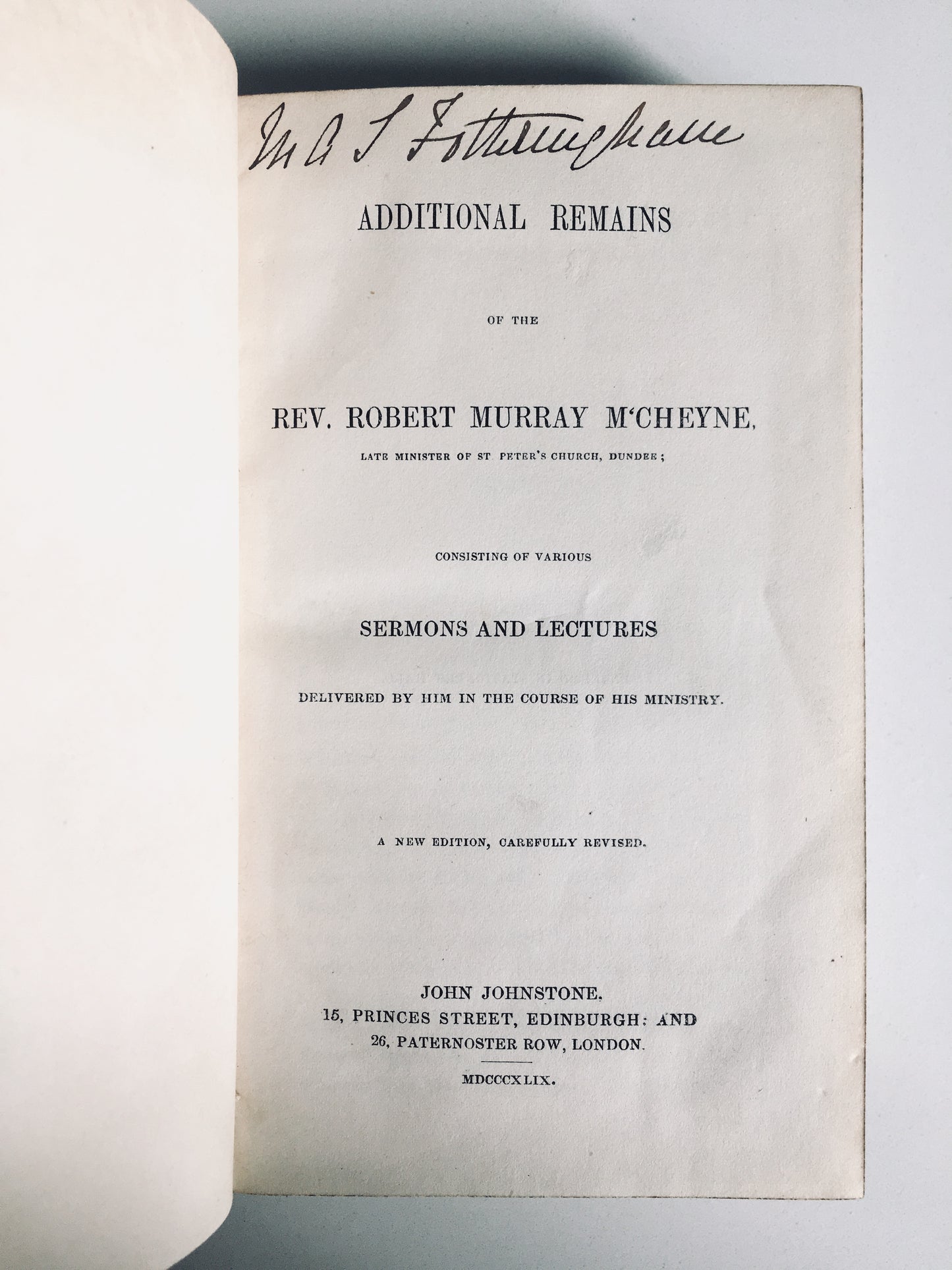 1849 ROBERT MURRAY M'CHEYNE. Additional Remains. Scottish Sermons in Fine Binding