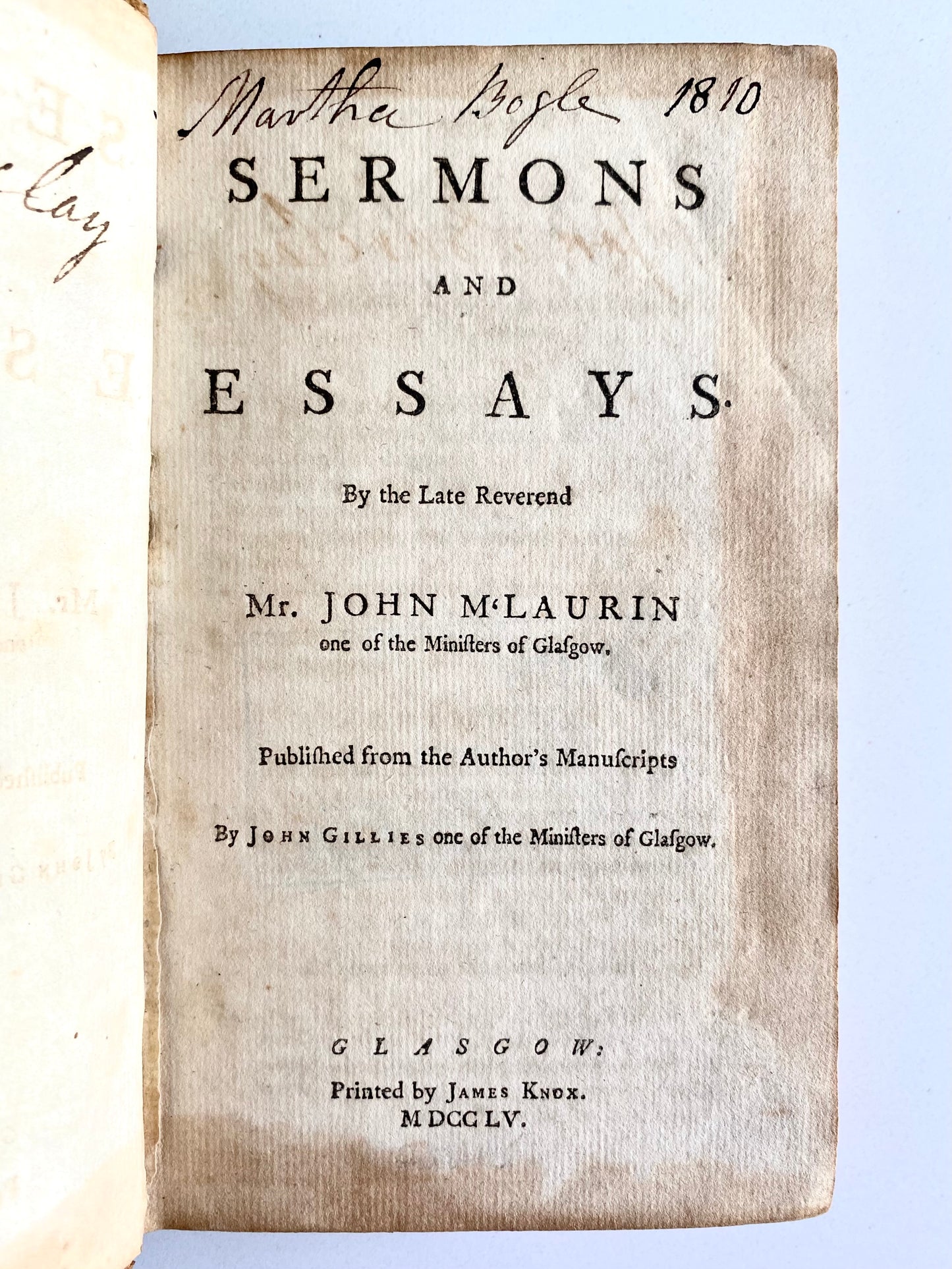 1755 JOHN M'LAURIN. Life and Sermons of George Whitefield's Scottish Co-Revivalist. First Edition!