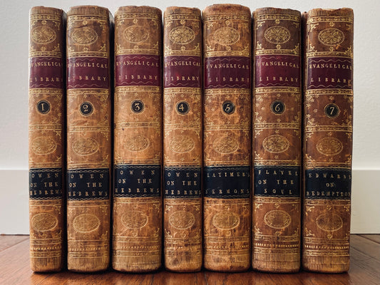 1791. JOHN OWEN, JONATHAN EDWARDS, &c. The Evangelical Library, in Seven Tree Calf Bindings!