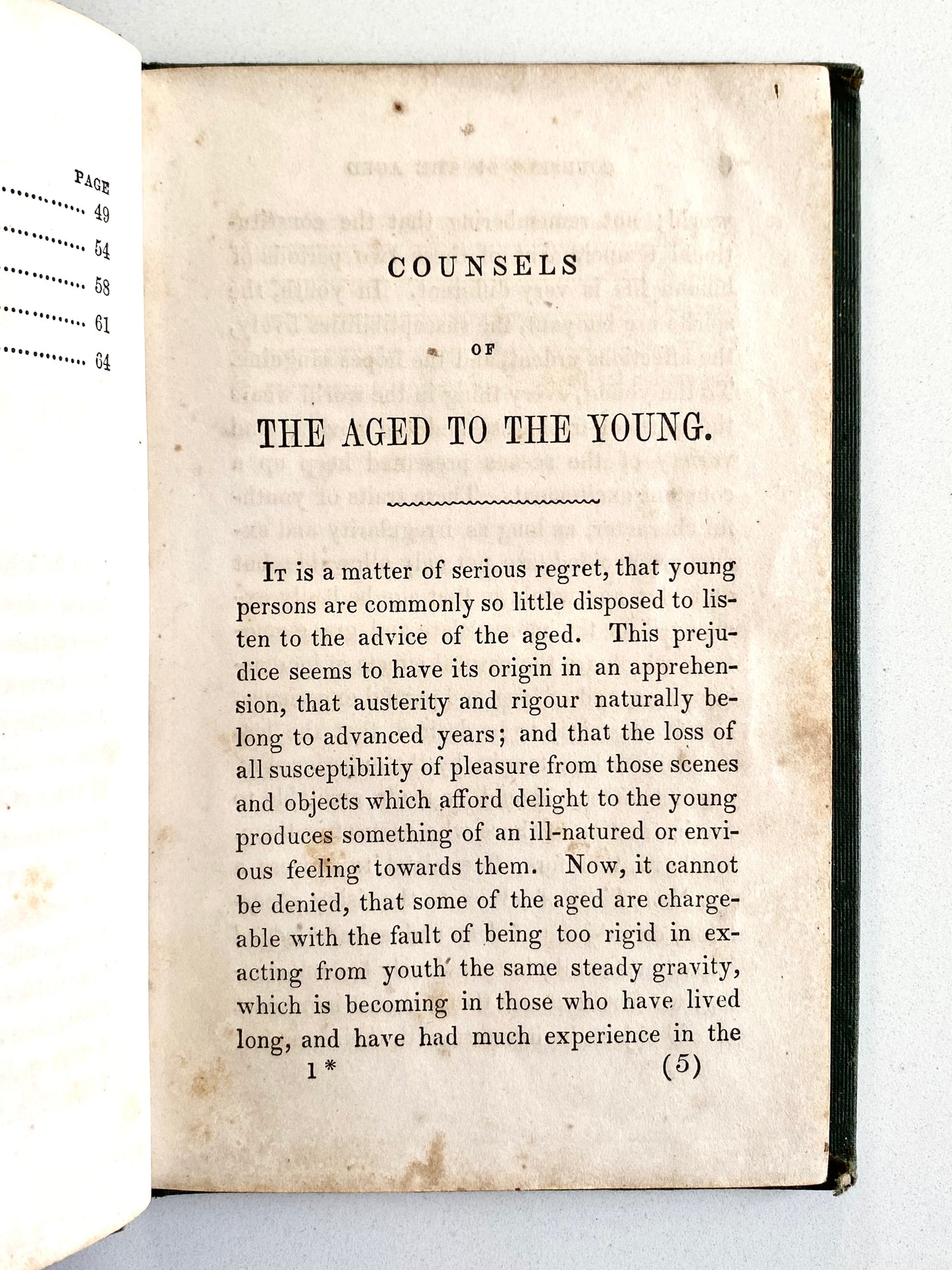 1852 ARCHIBALD ALEXANDER. Presbyterian - Counsels of the Aged to the Young.