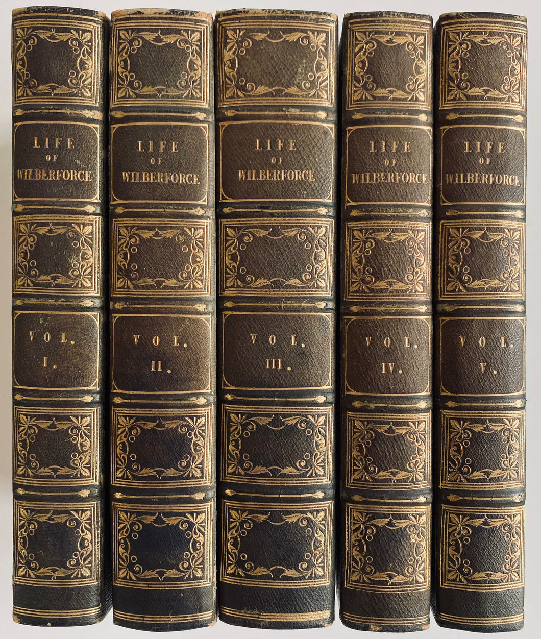 1838 WILLIAM WILBERFORCE. First Edition Life of William Wilberforce - In Five Fine Leather Bindings.