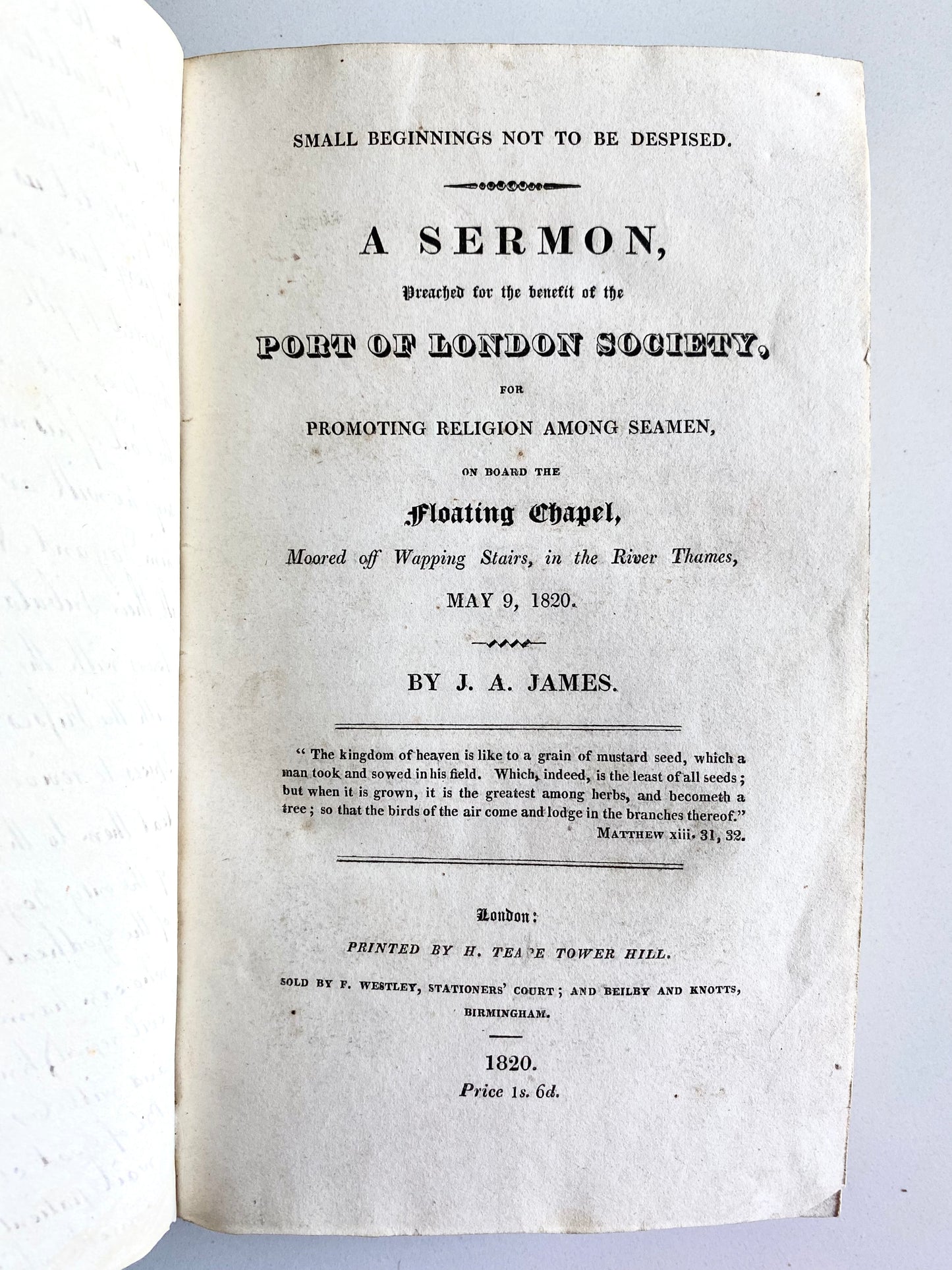 1820 THE BAPTIST MAGAZINE. Wonderful Provenance with Additional Material Bound In