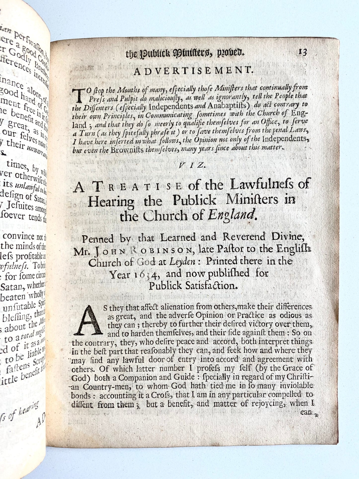 1683 JOHN ROBINSON. Rare Father of the Pilgrims on the Importance of Religious Toleration and Liberality!