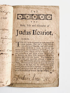 1769 JOHN THOMPSON. Judas Iscariot. The Lost and Undone Son of Perdition. Rare Rhode Island Imprint