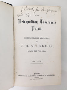 1890 C. H. SPURGEON. Metropolitan Tabernacle Pulpit - Inscribed by Mrs. Spurgeon.