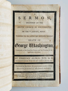 1800 GEORGE WASHINGTON. Sermons on the Death of President Washington & Other Americana
