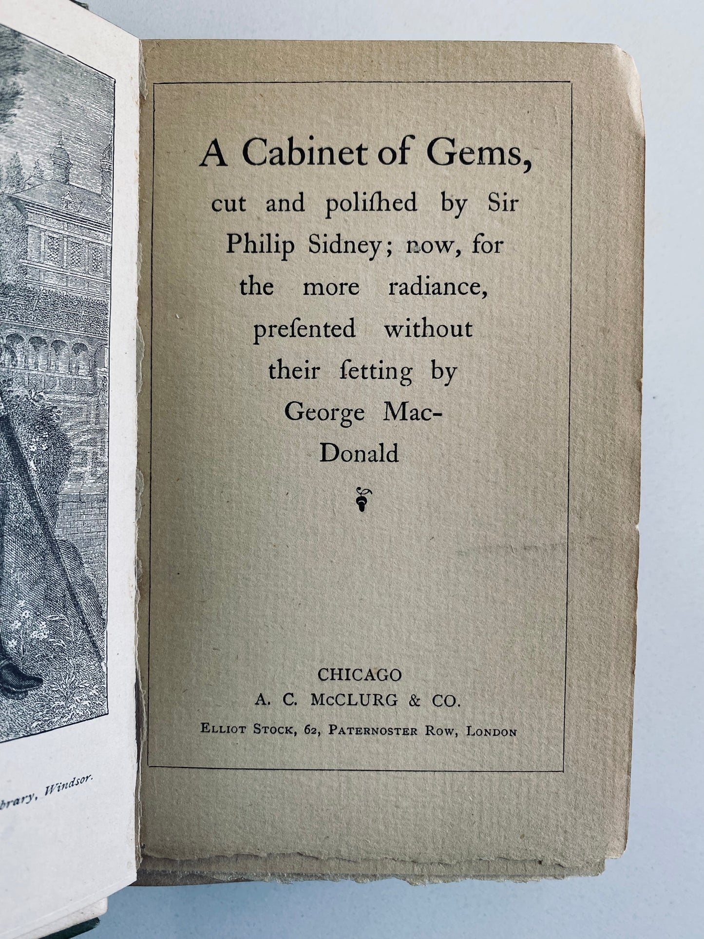 1891 GEORGE MACDONALD. Cabinet of Choice Gems from Sir Philip Sidney. First Edition