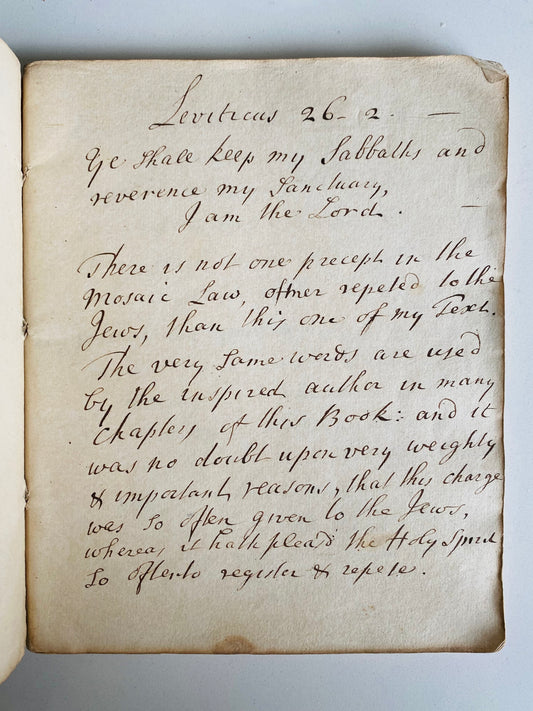 1744 SERMON ON THE SABBATH. Great Awakening Era Sermon Urging Church Attendance and Sabbath.