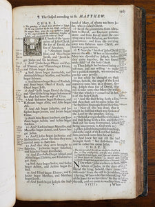 1701 FIRST CHRONOLOGICAL BIBLE PUBLISHED! Massive Folio in Elaborate Chronological Binding.