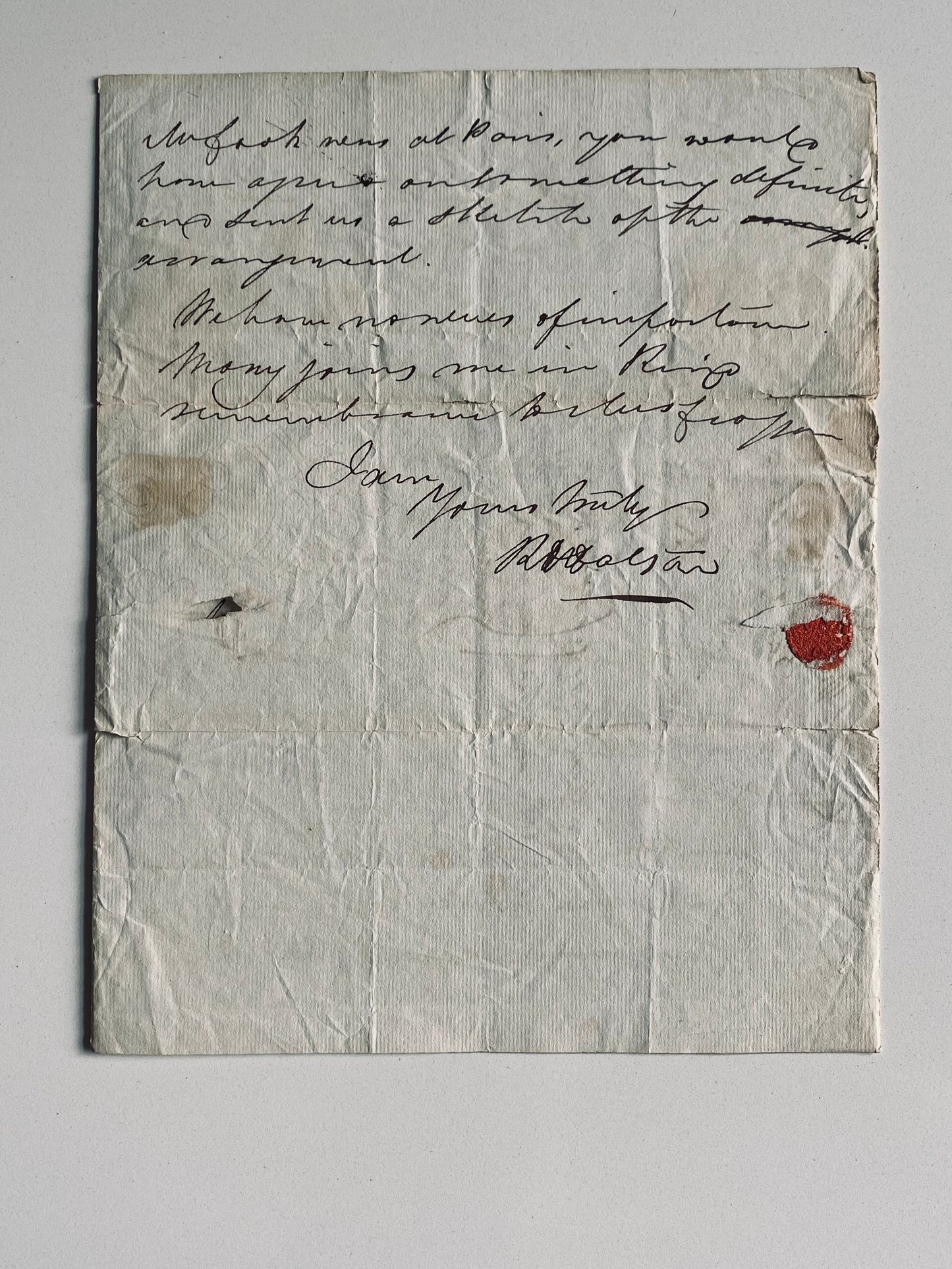 1825 RICHARD WATSON. Autograph Letter as Secretary of Wesleyan Missionary Society to Missionaries in France