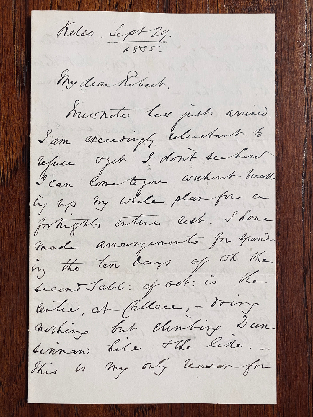1855 HORATIUS BONAR. Superb Letter re: A Forced Sabbatical for Pastoral Burnout.