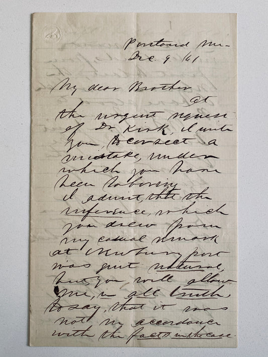 1861 EDWARD PAYSON HAMMOND. Autograph Letter - 1858 Prayer Revival - E. N. Kirk