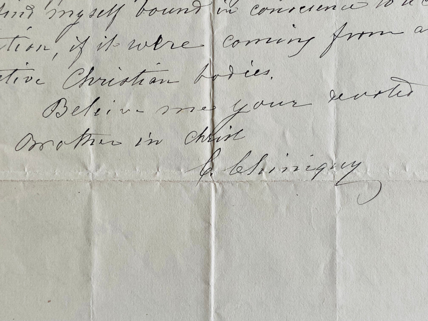 1894 CHARLES CHINIQUY. Rare Anti-Catholic Evangelist Letter Re: Popery in England &c.