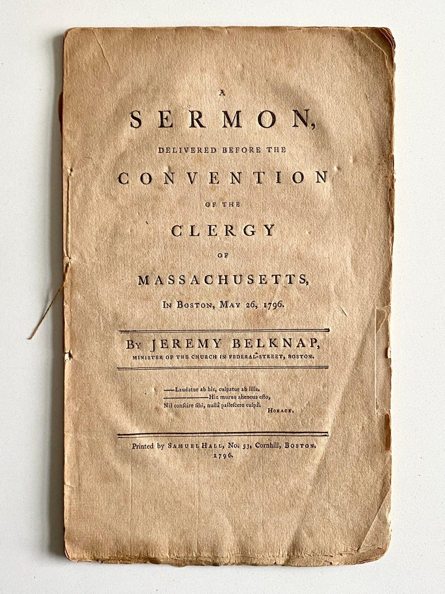 1796 JEREMY BELKNAP. The Afflictions of the Gospel - Sermon by American Revolution Chaplain.