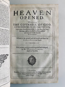 1623 WILLIAM COWPER. 1100 Page Folio of the Works of an Important Scottish Puritan!