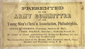1862 ARMY COMMITTEE OF THE YMCA. Divine Providence and Remarkable Escapes from Peril. Civil War.
