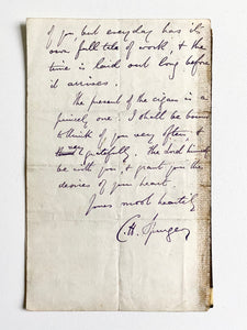 1887 C. H. SPURGEON. Letter Thanking a Friend for a Fine Cigar! Fantastic Letter!